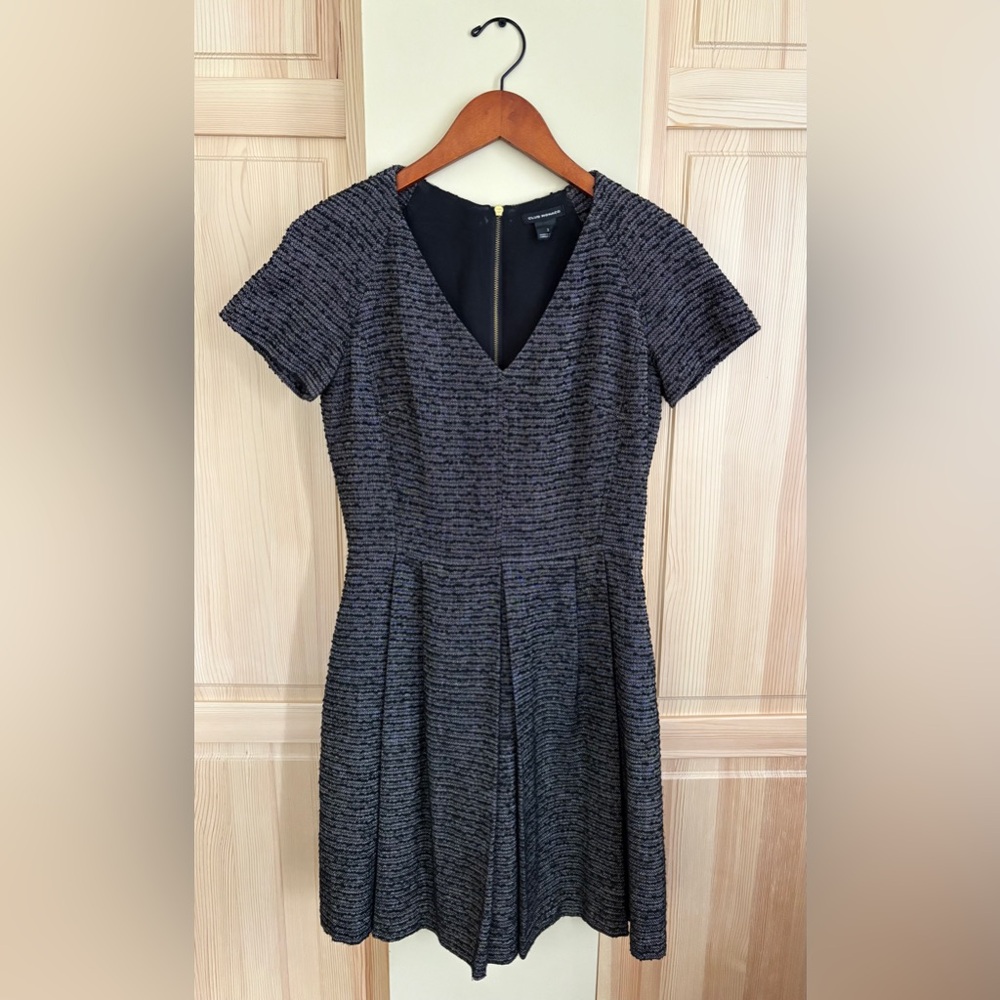 Club Monaco Gray and Black Fit and Flare Mini Dress